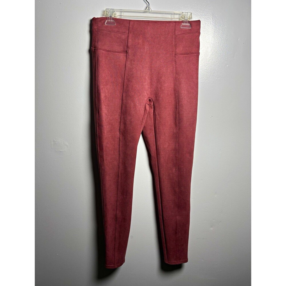 SPANX Women's Solid Pink Ankle Leggings Size L Polyester/Elastane Stretch